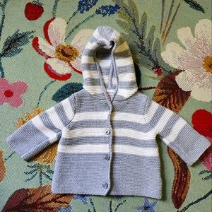 Hanna Andersson Striped Knit Button Cardigan Organic Cotton
